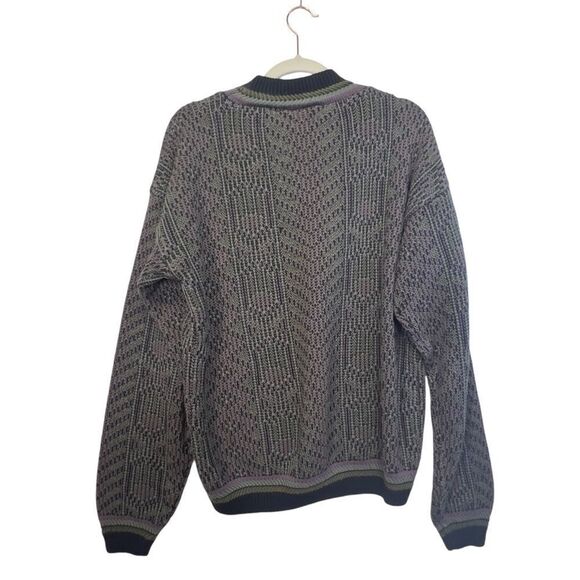 1980's Pacific Crest Vintage Knitted Cosby Crew Neck purple Sweater Large - Picture 2 of 14